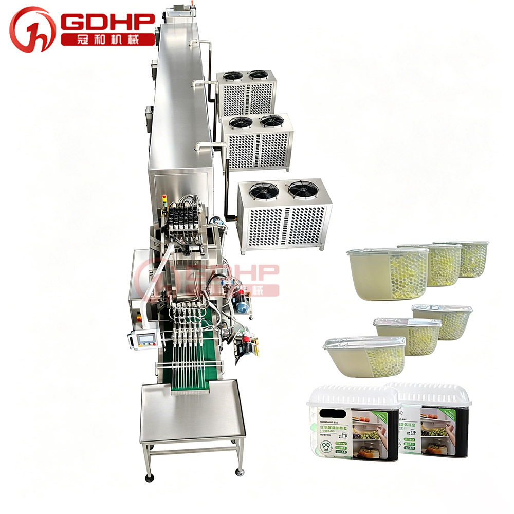 冰箱除味劑灌裝冷卻封口生產(chǎn)線