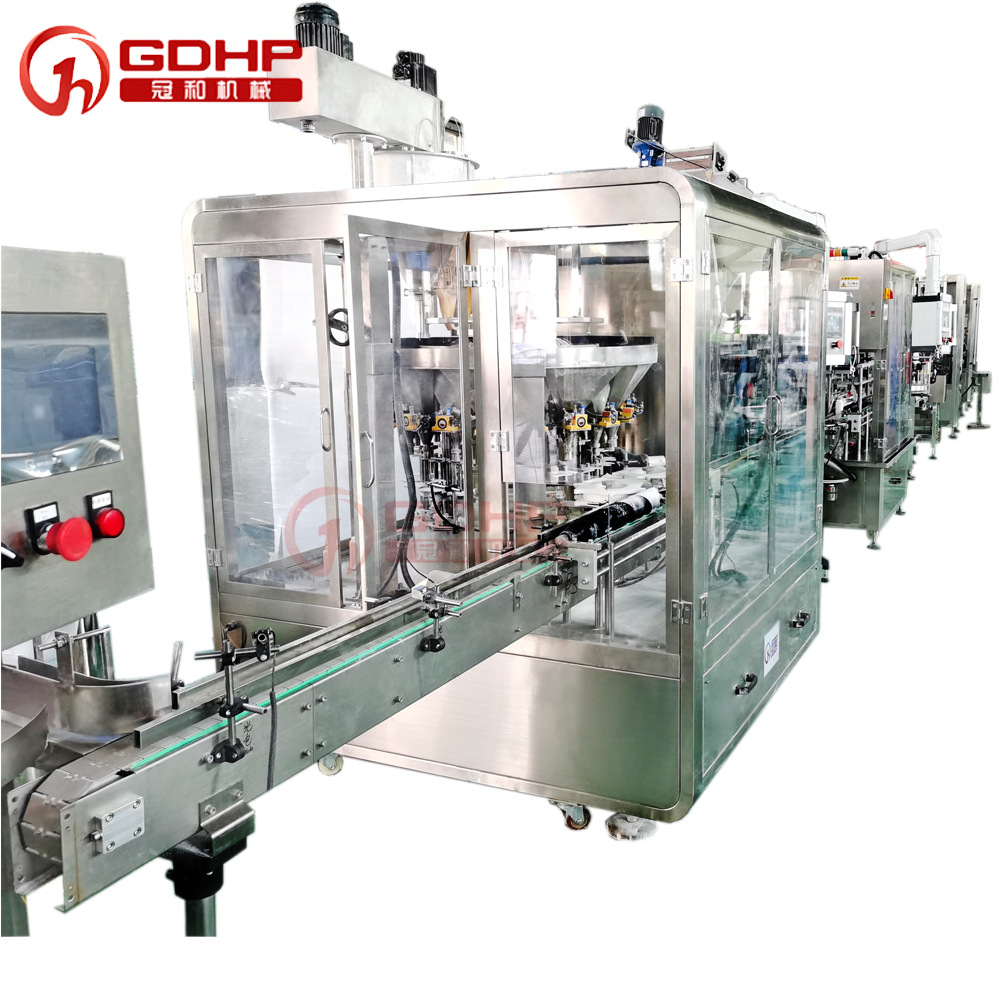 孟加拉粉劑灌裝旋蓋貼標裝箱封箱生產線3